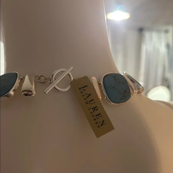 Lauren Ralph Lauren Silver Necklace with Blue Stones - Picture 5 of 11